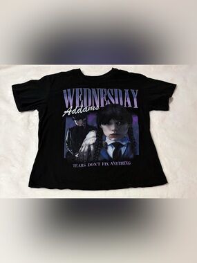 Wednesday Addams Graphic T-Shirt Womens XL Tears Don't Fix Anything Goth Tee